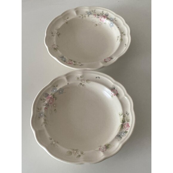 2 PFALTZGRAFF Tea Rose Floral Scalloped Soup Bowl Ivory Beige Ceramic Stoneware - Picture 11 of 13